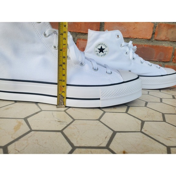 Men's CONVERSE Canvas 2in Platform CHUCK TAYLOR ALL STAR WHITE SNEAKERS‎ Size 12 - Picture 5 of 14